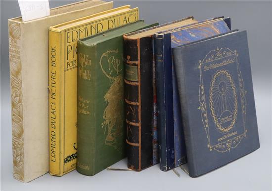 Four Arthur Rackham illustrated German language books and two Dulac illustrated books